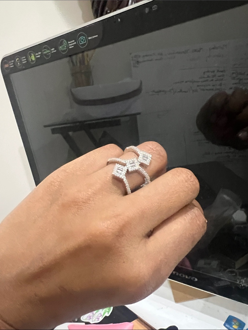 925 silver stamped size 7 geometric bridal ring - Picture 12 of 12